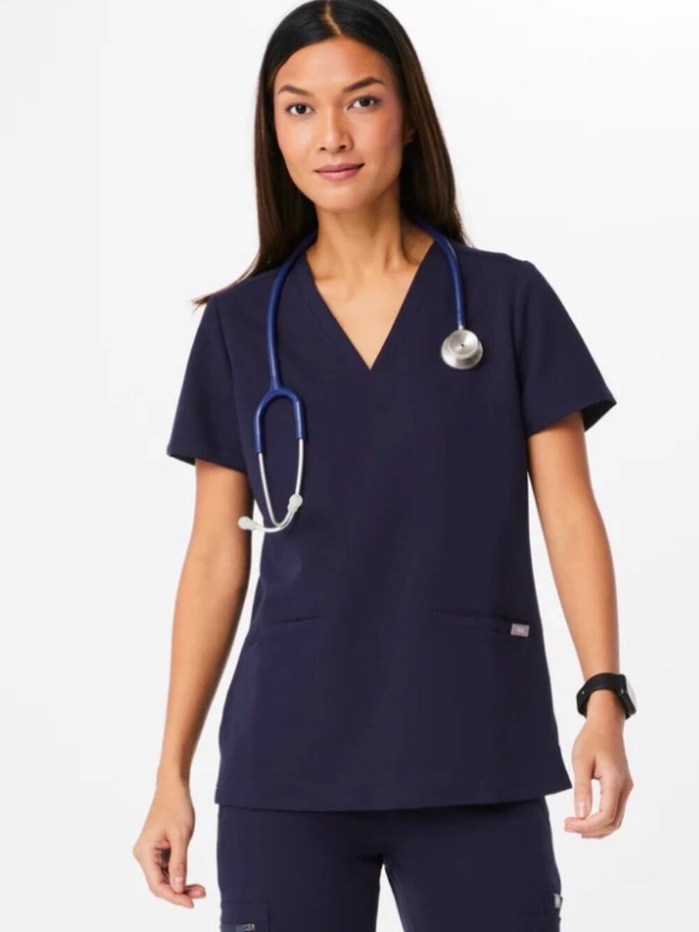 FIGS Women's Navy V-Neck Scrub Top